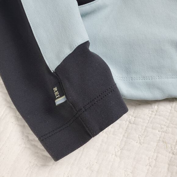 REI Women Softshell Full Zip Thermo LT Jacket 1 Front Pocket Baby Blue & Grey S - Picture 8 of 9